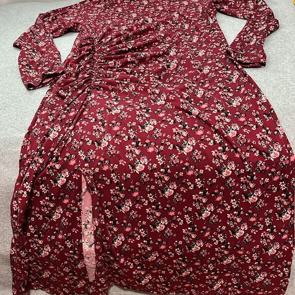 Dual Nature Midi Floral Dress XL Stretchy Mock Maternity Comfortable Fitted - Picture 11 of 13